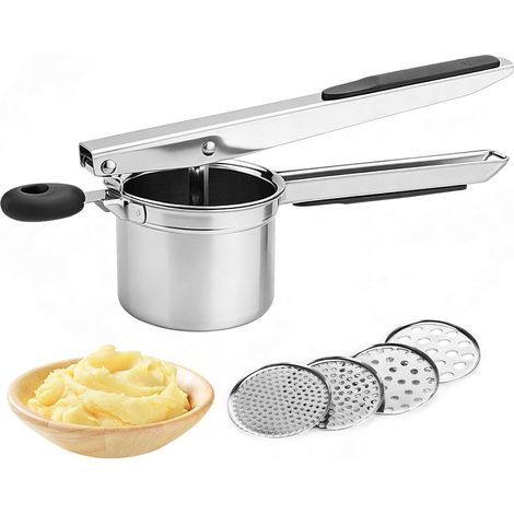Schiacciapatate, schiacciapatate manuale con 4 dischi intercambiabili, schiacciapatate manuale, per purè di patate, puree di verdure (1/5)