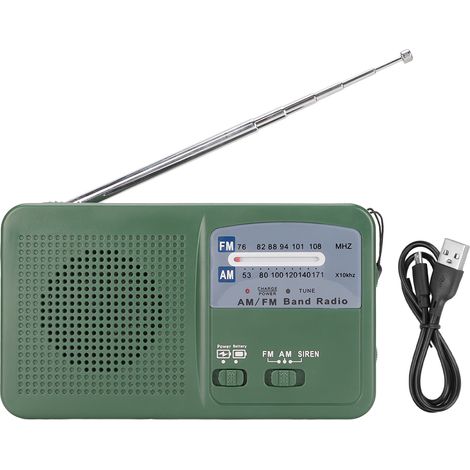 Lampe Torche Radio Manivelle Solaire Portable avec 1 LED pour Urgences (1/5)