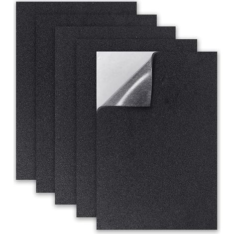 5 pièces Feuilles de Mousse Auto Adhésives,210mm x 300mm x 3mm,Protection en Mousse Pieds Noir avec Support Adhésif, pour Meubles,Tables, Chaises et Canapés (Noir) (1/5)