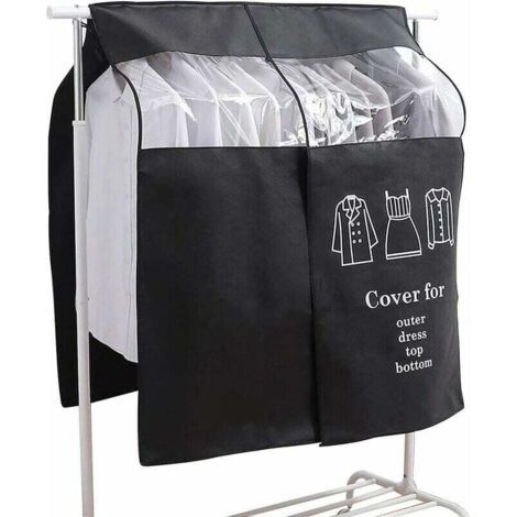 Housse Protège Housses de Vêtements 90 × 110cm Housse de Anti-Poussière Protection Portant Universelle Garment Covers (Noir) (1/3)