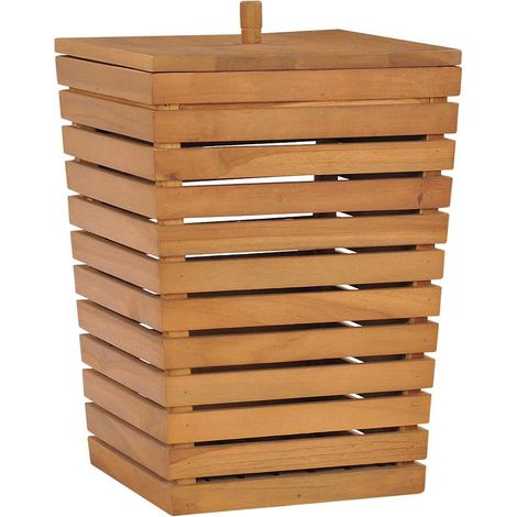 vidaXL Cesto de la ropa sucia madera maciza de teca 30x30x45 cm (1/5)
