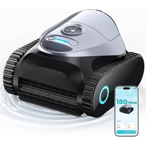Robot de Piscine Fond et Parois, Double Filtre, Robot Piscine sans Fil, 7 Modes de Nettoyage, 180 Min d'Autonomie, Puissant Aspirateur pour Piscines jusqu'à 150 m², Anthracite (1/5)