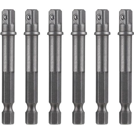 QORVA-Lot de 6 adaptateurs de douille, adaptateur de douille, adaptateur hexagonal 1/4", tige hexagonale carrée, pour perceuse et visseuse sans fil, porte-embout