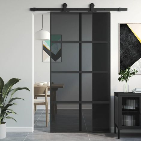 Porte coulissante, Porte Moderne robuste noir 102, 5x205 cm verre trempé aluminium, ASAF39625 DESIGN IN (1/5)