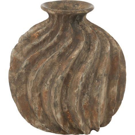 Vase ballon antique en résine effet vieilli multicolore - Marron effet vieilli patiné (1/5)