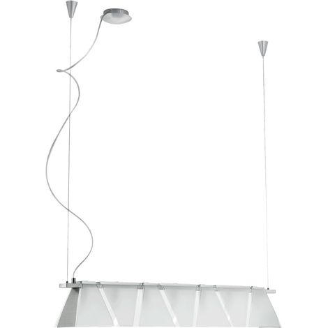 Lampada a sospensione lampada da tavolo da pranzo in vetro, lampada da soggiorno, acciaio nichel opaco, trasparente satinato, 7x G9, LxH 95x110 cm (1/3)