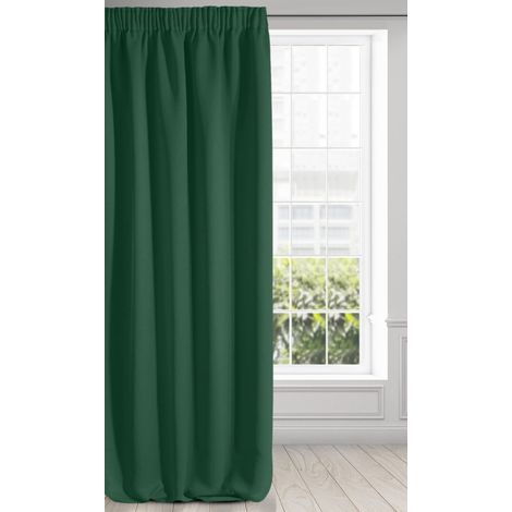 Eurofirany LOGAN Tenda Oscurante Extra Lunga - 1 Unità, Rod Pocket, Fettuccia Arricciatenda, Blocco della Luce, Oscuramento della Stanza, Camera da Letto, Soggiorno, 135x270 cm, Verde Scuro (1/4)