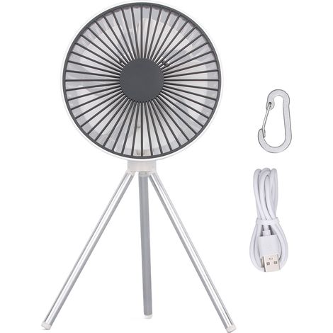 Tragbarer, per USB aufladbarer Campingventilator (4000 mAh) mit Stativ für Zelte im Freien, Weiß (1/5)