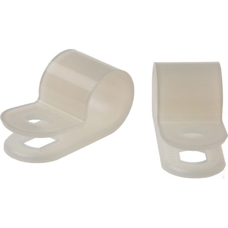 Clip en P, Nylon Naturel, Diamètre intérieur 9.5mm ( Prix pour Sachet de 100 )