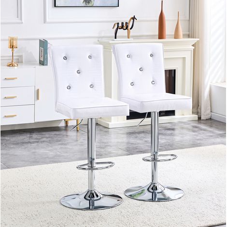 Set de 2 taburetes elevables blancos con textura de cocodrilo y tapizado en PVC (1/5)