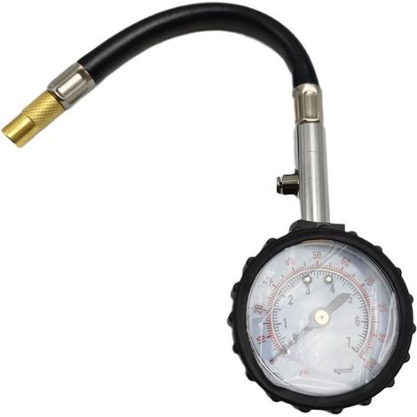 Manomètre de pression de pneus haute précision pour longs tuyaux 0-100 PSI pour voitures, motos et vélos. (1/5)