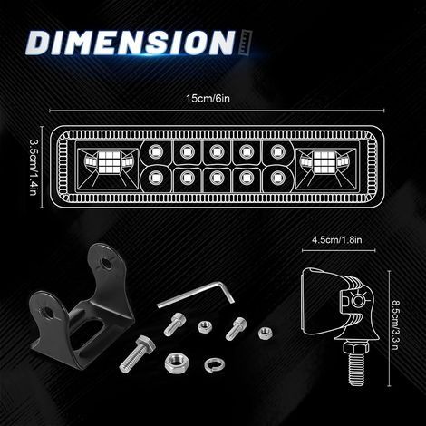 6"-LED-Motorradscheinwerfer, LED-Arbeitsscheinwerfer für Traktoren, 2-reihig, 9–36 V, 120 W, 12000 lm, 6000 K, Kombinationsscheinwerfer + Flutlicht, Offroad-LED-Leiste, 4x4-LED-Scheinwerfer, LED-Beleu (1/4)