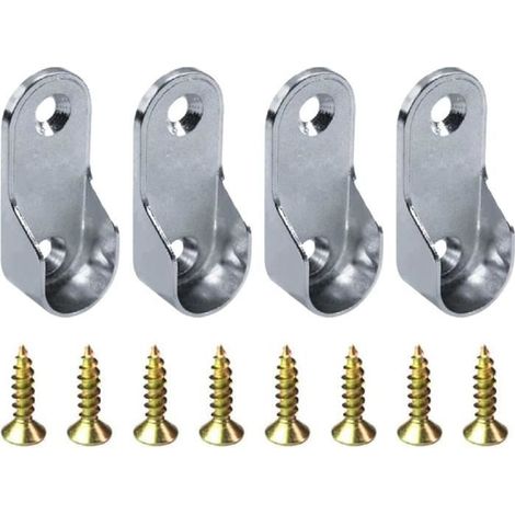 Support De Tringle à Rideau Supports,4 Pièces Support Tringle, 16mm Supports de Tige à Bride en Alliage de Zinc, Barre de Penderie (1/4)