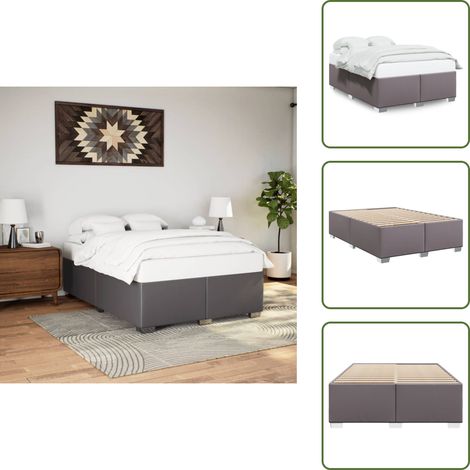 Bettgestell Grau 140x200 cm Kunstleder - Bettgestell - Bettgestelle - Bett - Betten (1/5)