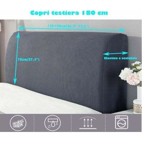 Housse tete de lit,Housse de protection de tête de lit Housse De Tête De Lit Lavable Anti-poussière Pack complet 360 ° Gris 180 cm Convient pour une tête de lit 170-190 cm - -INHHUB (1/4)