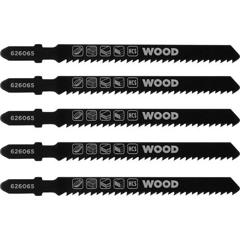 KWB Hojas de Sierra de Calar para Madera Fina 75 mm, Acero HCS, Conexión en T o U, 5 Piezas