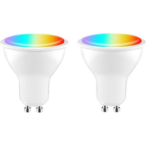 Ampoule LED intelligente Tuya GU10, intensité variable, 5 W, AC100-130 V, Wi-Fi + Bluetooth, compatible avec l'application Smart Life, Alexa et Google Home (lot de 2). (1/5)