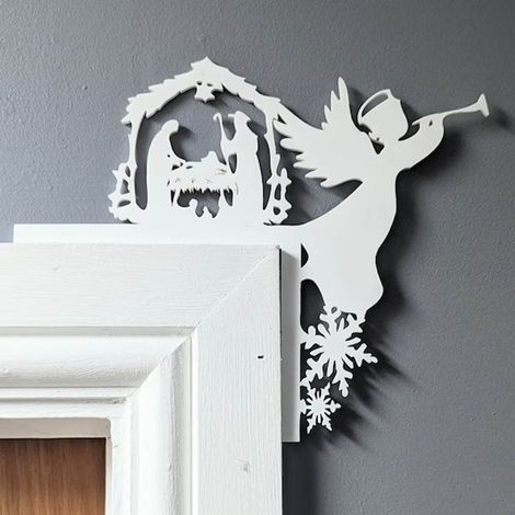 Décoration Porte Noël - Cadre Métallique pour Angle Haut de Porte - Décor Festif Mur et Fenêtre - Lot de 1 (1/2)