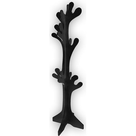 Lupia - Appendiabiti da Terra ALBERO BLACK in Legno 40x170 cm, NERO, 20 Ganci Arrotondati, Montaggio Facile, Design Shabby per Camera e Ingresso, Soggiorno, Ufficio