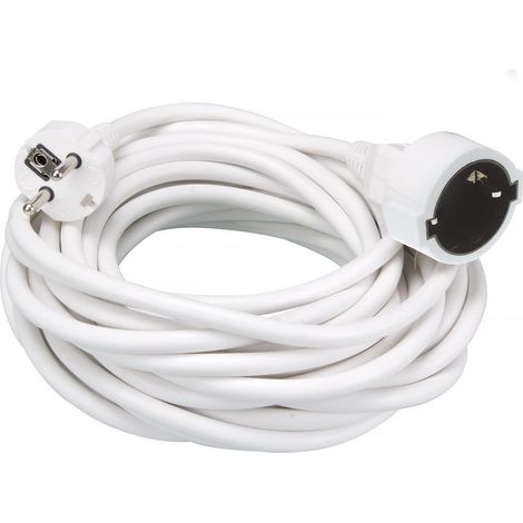 Perel Verlängerungskabel, H05VV-F 3G1.5, 10 m, 16 A/230 V, 3500 W, Typ E/F, Schuko, für innen, PVC, weiß (1/5)