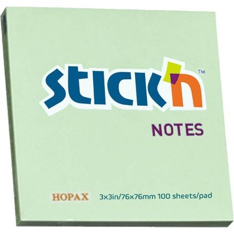 Bloc-notes adhésif, vert pastel, 76 x 76 mm