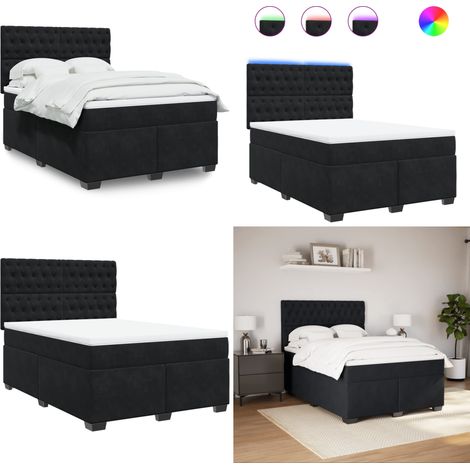 Sommier à lattes de lit avec matelas Noir 140x190 cm Velours - Lit Double - Lit Design - Lit Moderne - Lit Avec Rangement - Matelas À Ressorts Ensachés - Home & Living (1/5)