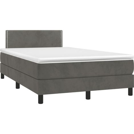 Sommier à lattes de lit avec matelas LED gris foncé 120x190 (1/5)