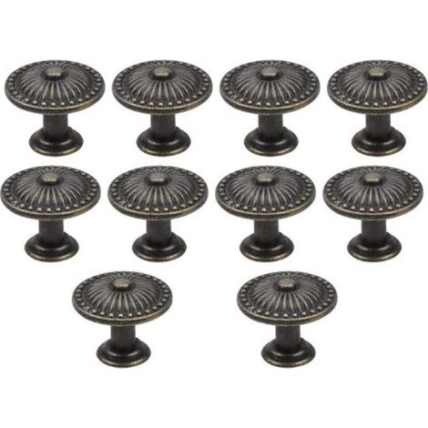 Juego de 10 tiradores de bronce vintage para puertas de cajones, pomos de muebles de 25 mm, pomos redondos para cajones, pomos de latón para puertas, tiradores para armarios, cocinas y habitaciones in (1/4)
