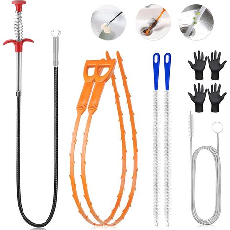 8 Pièces Furet Déboucheur Canalisation Professionnel, Deboucheur Canalisation Brosse, Brosse de Débouchage de Canalisation, Outil de Débouchage d'évier pour Tuyauterie égouts,Lavabo,Cuisine (1/5)