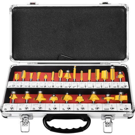 Ensemble de 24 fraises à queue de 6,35 mm, mèches de toupie, kit d'outils pour le travail du bois, accessoires de menuiserie (1/5)