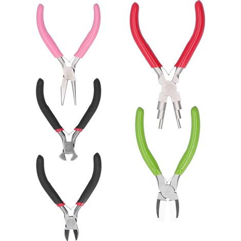 Jeu de pinces de bijoutier acier carbone 5 pièces, pour perles (1/5)