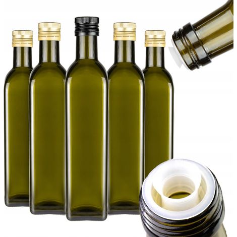 50 botellas MARASCA de 500 ml con dispensador para aceite de oliva