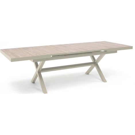 Table extensible en aluminium et céramique 10 places crème - Tivoli