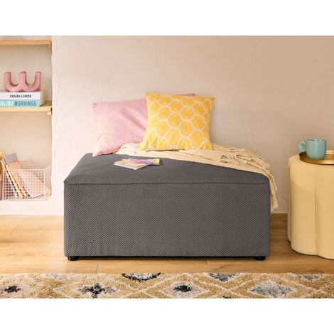 Topaze - pouf - en velours texturé - gris (1/5)