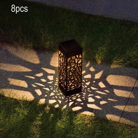 Lampadaire Solaire LED - 8 Pièces - 2 4 Pouces x 11 Pouces - Éclairage de Jardin, Terrasse et Allées - Batterie Rechargeable Intégrée - Blanc Chaud (1/4)