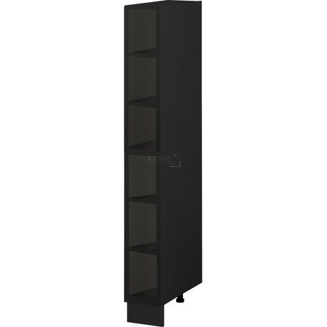 Cuisineandcie – Colonne de cuisine étagère ouverte – Lovia Noir mat – L 20 x H 218.7 x P 56 cm – Résistante aux agressions – Entretien facile