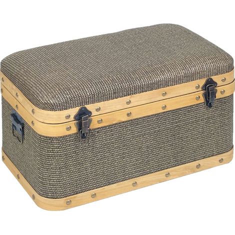 Malle décorative rétro en Bois et toile (1/3)