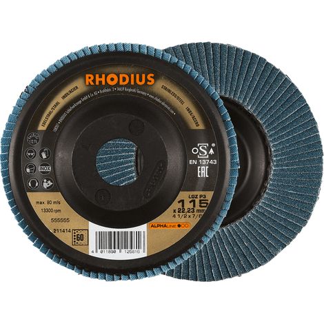 RHODIUS LGZ P3, 10 Stück, 115 mm, Korn 120, Fächerschleifscheibe (1/4)