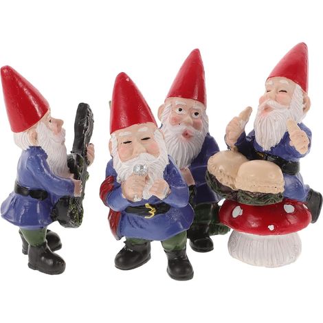 Lot de 4 Figurines de Gnomes de Noël en Résine, Décorations Réalistes et Adorables pour Extérieur, Faciles à Déplacer, pour Pelouse et Jardin (1/5)