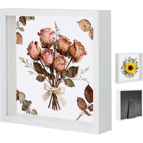 Cadre Photo 3D, Cadre Objet Profond 3 cm, Cadre Photo Profond à Remplir 30 x 30 cm, Cadre Stéréoscopique Carré, avec Plaque Acrylique Transparente, pour Les Fleurs, Les Photos et Les Décorations DIY (1/5)
