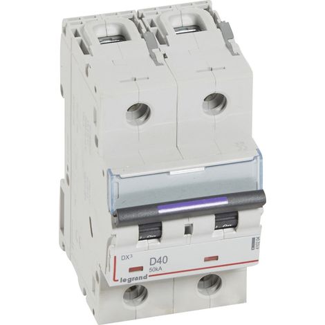 Disjonteur Magnéto-Thermique DX3 2 Pôles 40A 50KA Courbe D 3 Modules LEGRAND 410204