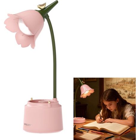 Lampada da scrivania a LED dimmerabile, lampada portapenne, lampada da lettura, lampada da comodino, lampada da lettura con supporto per telefono, lampada da lettura con protezione per gli occhi, 3 co (1/5)