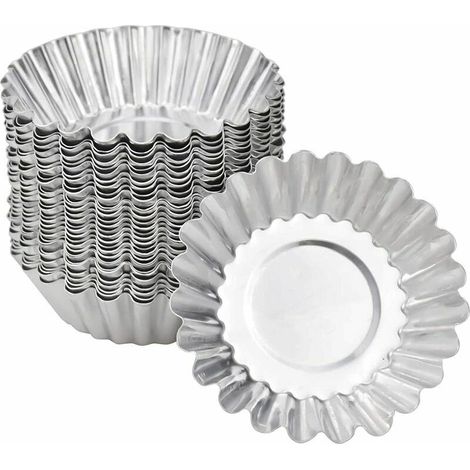 50 Pièces Moules à Tartelettes à Muffins en Fer étamé Moules à Tartelettes Moules de Cuisson Antiadhésifs et Réutilisables Bricolage Cuisson à Moule de Cuisson Cuisine,Argent