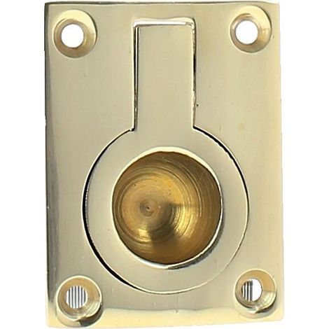 Poignée verticale rectangulaire laiton poli ambiance marine 38 x 52 mm - BRONZES DE FRANCE