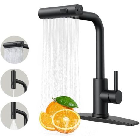 Küchenarmaturen, Küchenarmatur mit ausziehbarer Brause matt, moderne Spültischarmatur aus Edelstahl (1/5)