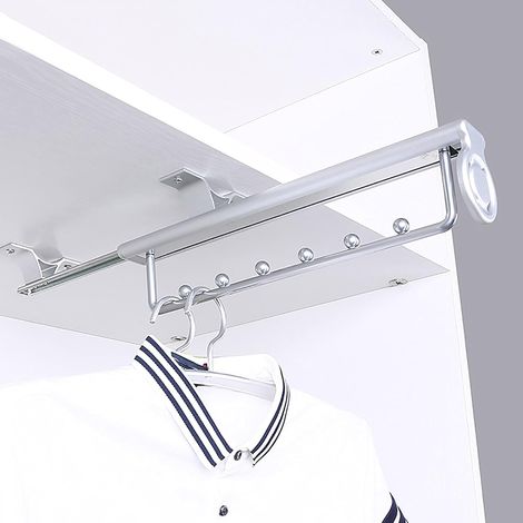 Porte-pantalons coulissant ZOLGINAH, étendoir télescopique robuste pour charges lourdes, penderie extensible pour placard, barre à vêtements escamotable, 25 cm (1/5)