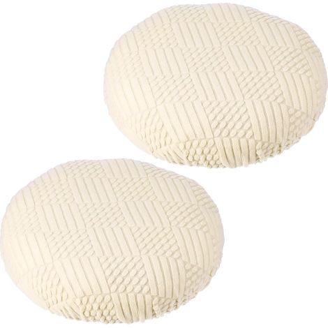 2 Pcs Housses De Tabouret Rondes pour Chaise De Bar 14-18", Beige (1/5)