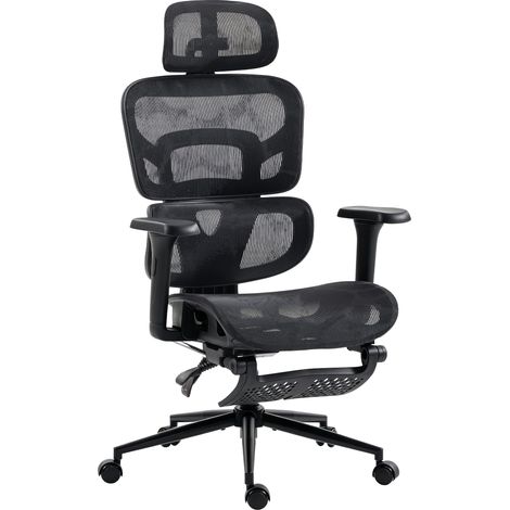 HOMCOM Sedia da Ufficio Ergonomica Reclinabile, Nero (1/5)