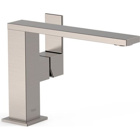 TRES 00620501AC CUADRO Grifo Monomando con Maneta Lateral para Lavabo Color Acero - ref: 00620501AC