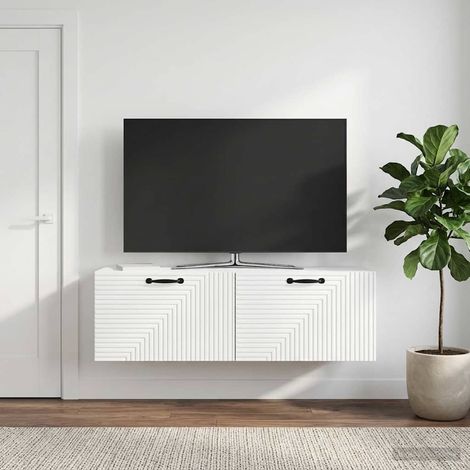 Wandmontierter TV-Schrank Hochglanz Weiß 98 x 31 x 30 cm (1/5)